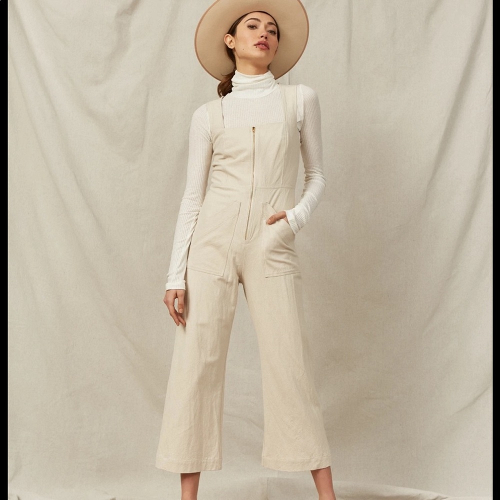 Rachel Pally Kai Linen Canvas Jumpsuit Ecru XS